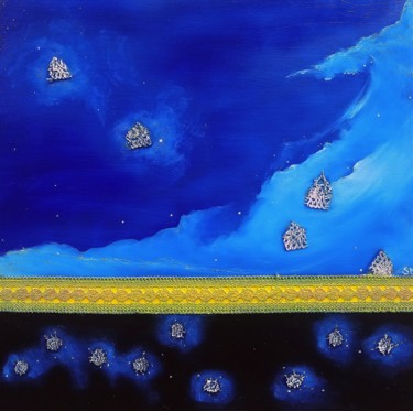 Peinture intitulée "Chemin aux abris ét…" par Pascal Stutz, Œuvre d'art originale, Huile