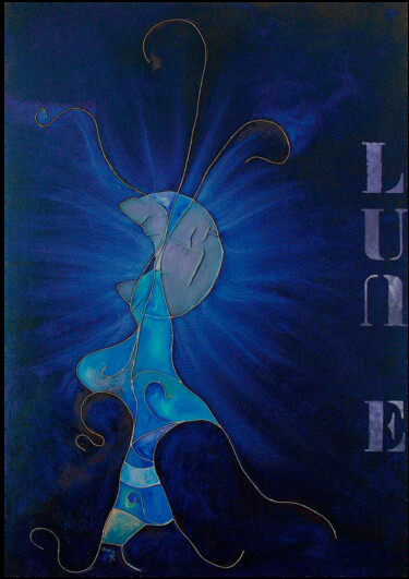 Painting titled "Lune" by Pascal Stutz, Original Artwork, Oil