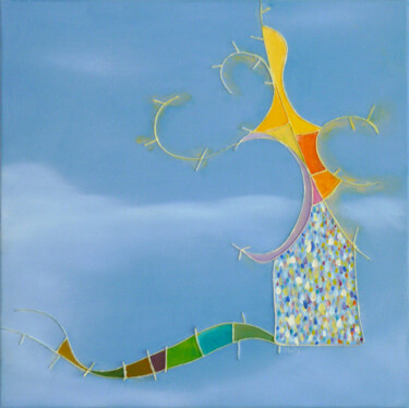 Painting titled "dans l'arbre de plu…" by Pascal Stutz, Original Artwork, Oil