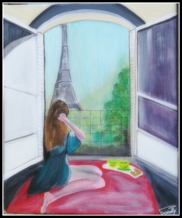 Schilderij getiteld "Petit-déjeuner Pari…" door Pascaly, Origineel Kunstwerk, Acryl