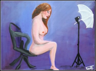 Peinture intitulée "La modèle au studio…" par Pascaly, Œuvre d'art originale