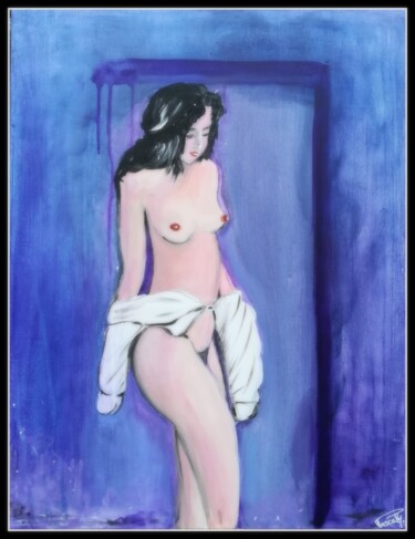 Malarstwo zatytułowany „La chemise blanche.” autorstwa Pascaly, Oryginalna praca, Akryl