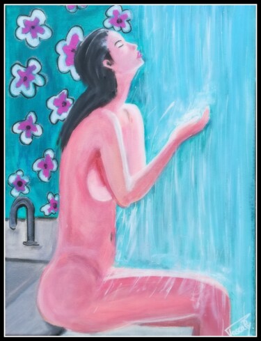 Malerei mit dem Titel "Sous la douche." von Pascaly, Original-Kunstwerk, Acryl