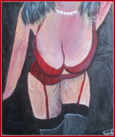 Painting titled "lingerie rouge" by Pascaly, Original Artwork, Acrylic