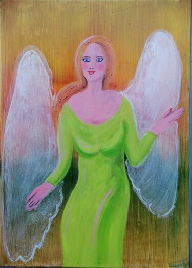 Painting titled "La déesse de la nat…" by Pascaly, Original Artwork, Acrylic