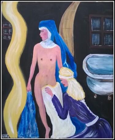 Painting titled "La toilette dévoilée" by Pascaly, Original Artwork, Acrylic