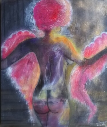Malerei mit dem Titel "Le boa de plumes fu…" von Pascaly, Original-Kunstwerk, Acryl