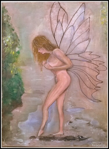 Malerei mit dem Titel "Fée des rivières" von Pascaly, Original-Kunstwerk, Acryl