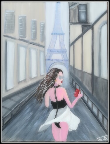 Painting titled "Balade Parisienne-" by Pascaly, Original Artwork, Acrylic
