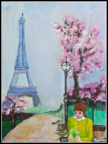 Painting titled "Paris au printemps." by Pascaly, Original Artwork, Acrylic