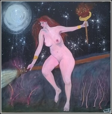 Peinture intitulée "A la pleine lune." par Pascaly, Œuvre d'art originale, Acrylique