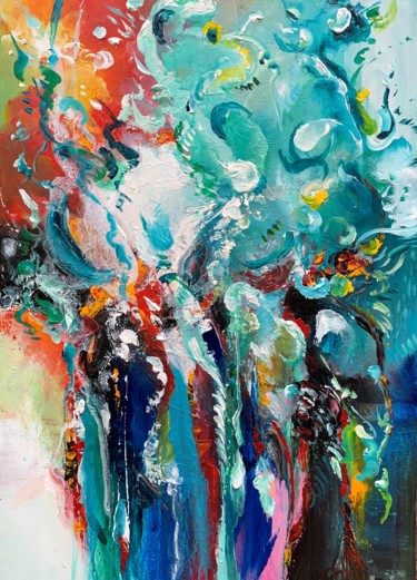 Pittura intitolato ""Joyful Life III "…" da Mo Tuncay (Paschamo), Opera d'arte originale, Acrilico