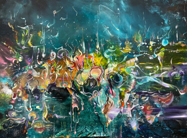 Painting titled "Imaginations" by Mo Tuncay (Paschamo), Original Artwork, Acrylic Mounted on Wood Stretcher frame