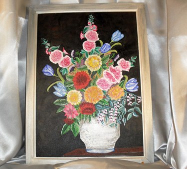 Painting titled "les tulipes bleues" by Muriel Pascot, Original Artwork, Acrylic
