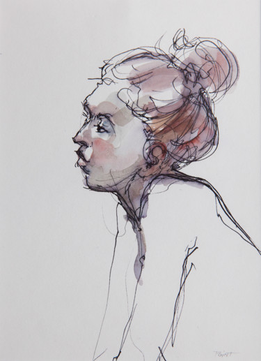 Dessin intitulée "Portrait Francesca…" par Pascal Point, Œuvre d'art originale, Encre