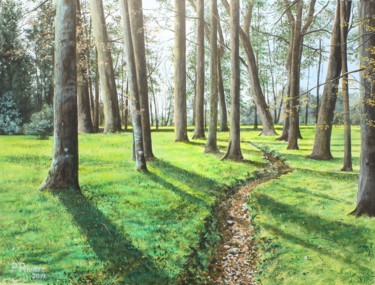 Malerei mit dem Titel "Dans le parc de Tré…" von Pascal Riviere, Original-Kunstwerk, Acryl