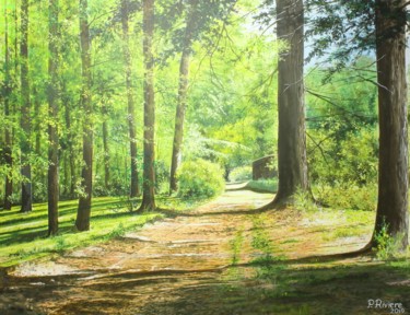 Malerei mit dem Titel "Le parc de Trédion…" von Pascal Riviere, Original-Kunstwerk, Acryl Auf Keilrahmen aus Holz montiert