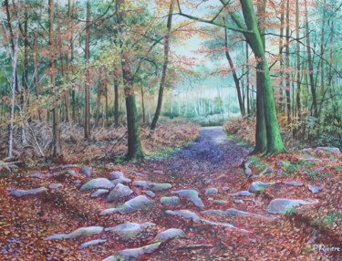 Картина под названием "En Forêt de Fontain…" - Pascal Riviere, Подлинное произведение искусства, Акрил Установлен на Деревян…