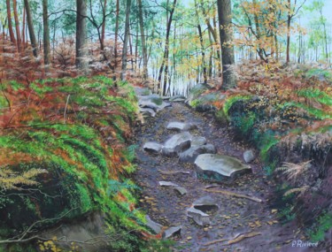 Картина под названием "En forêt de Fontain…" - Pascal Riviere, Подлинное произведение искусства, Акрил Установлен на Деревян…