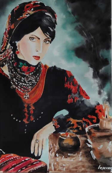 Картина под названием "Ukrainian Folk-Ukra…" - Pasha Laponog, Подлинное произведение искусства, Акварель