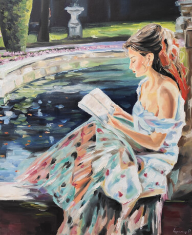 "Girl reading a book…" başlıklı Tablo Pasha Laponog tarafından, Orijinal sanat, Petrol