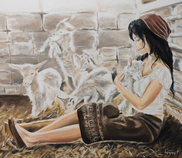 Painting titled "Shepherdess" by Pasha Laponog, Original Artwork, Oil