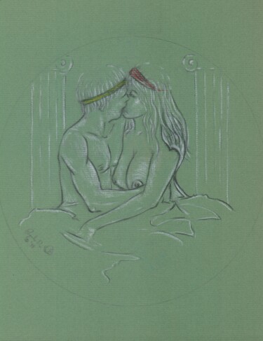 Σχέδιο με τίτλο "Apollo and Venus" από Pasquale Desantis, Αυθεντικά έργα τέχνης, Κάρβουνο