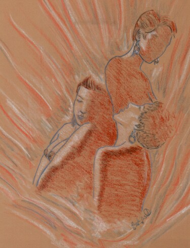 Dessin intitulée "Flames of Passion" par Pasquale Desantis, Œuvre d'art originale, Crayon