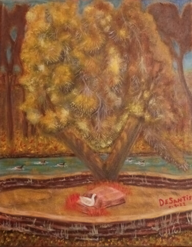 Painting titled "Tree of Life" by Pasquale Desantis, Original Artwork, Oil Mounted on Wood Stretcher frame