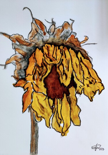Painting titled "Girasole" by Pasquale Luzzo, Original Artwork, Watercolor