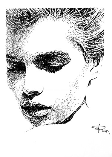 Disegno intitolato "Ritratto di donna" da Pasquale Luzzo, Opera d'arte originale, Biro
