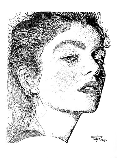 Dibujo titulada "Ritratto di donna 2" por Pasquale Luzzo, Obra de arte original, Bolígrafo