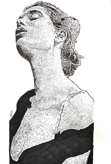 Dibujo titulada "Ritratto di donna 6" por Pasquale Luzzo, Obra de arte original, Tinta