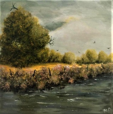 Peinture intitulée "paysage campagne" par Jpc, Œuvre d'art originale, Acrylique