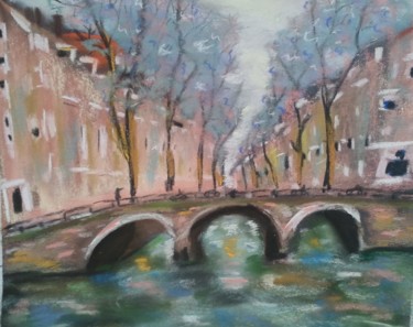 Painting titled "canal-a-amsyerdam-p…" by Pasqui Romild, Original Artwork