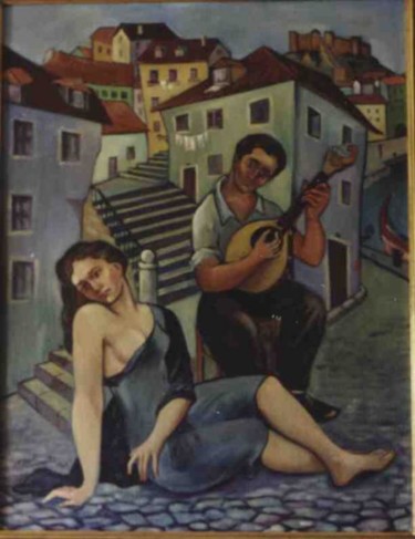 Painting titled "Fado" by Rodolfo Passaporte, Original Artwork, Oil