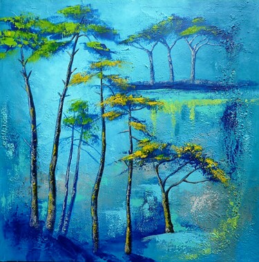 Картина под названием "Rêve bleu" - Corinne Romand-Maitrepierre, Подлинное произведение искусства, Акрил