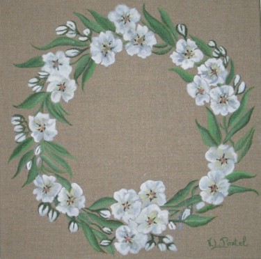 Peinture intitulée "couronne-de-fleurs.…" par Pastel Créations, Œuvre d'art originale