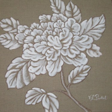 Peinture intitulée "Fleur Monochrome" par Pastel Créations, Œuvre d'art originale, Huile