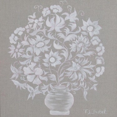 Peinture intitulée "bouquet-monochrome.…" par Pastel Créations, Œuvre d'art originale