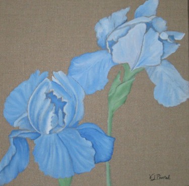 Peinture intitulée "L'iris Bleu" par Pastel Créations, Œuvre d'art originale, Huile