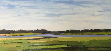 Painting titled "Peaceful Inlet 12 X…" by Pam Carlson, Original Artwork, Acrylic