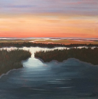 Painting titled "Summer marsh 24 X 2…" by Pam Carlson, Original Artwork, Acrylic