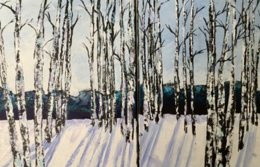 Painting titled "Winter Burches 2-12…" by Pam Carlson, Original Artwork, Acrylic