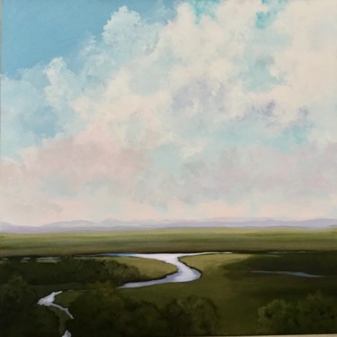 Painting titled "Winding River 30x30…" by Pam Carlson, Original Artwork, Acrylic