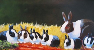 Painting titled "Sharing the carrots" by Pam Carlson, Original Artwork