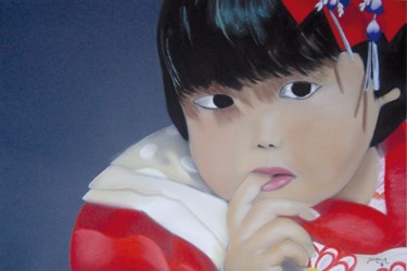 Dessin intitulée "fillette japonaise" par Nathalie Damour, Œuvre d'art originale