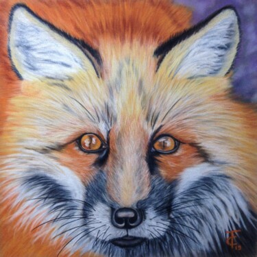 Dibujo titulada "Regard roux" por Pastels Et Velours, Obra de arte original, Pastel Montado en Cartulina