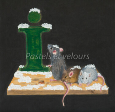Рисунок под названием "L'I vert" - Pastels Et Velours, Подлинное произведение искусства, Пастель Установлен на картон