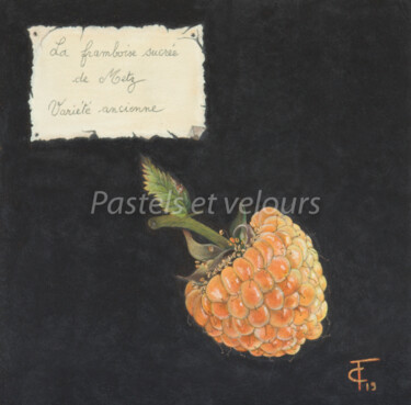 Desenho intitulada "La framboise sucrée…" por Pastels Et Velours, Obras de arte originais, Pastel Montado em Cartão